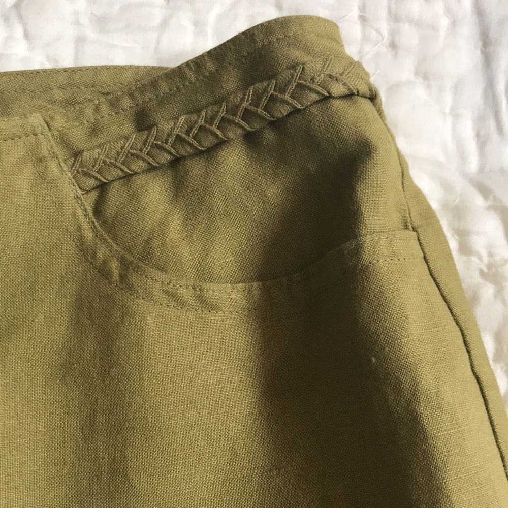 Larry Levine sport linen blend fully lined capri pants avocado green never worn - Picture 3 of 11